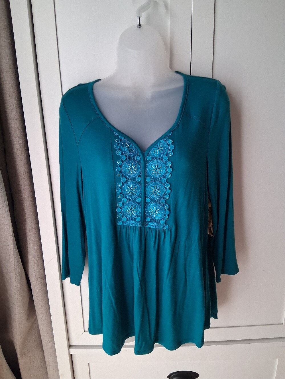 One World Beautiful Teal Shirt XS NWT